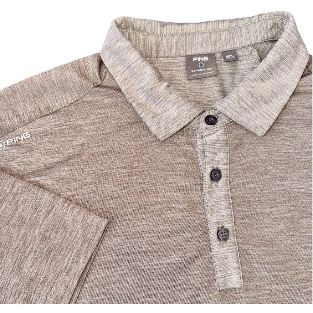 Ping Golf Shirt Polo Men's Large Sensor Cool Max Brown Lightweight Casual Preppy